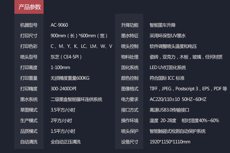 萬能打印機配置參數(shù)